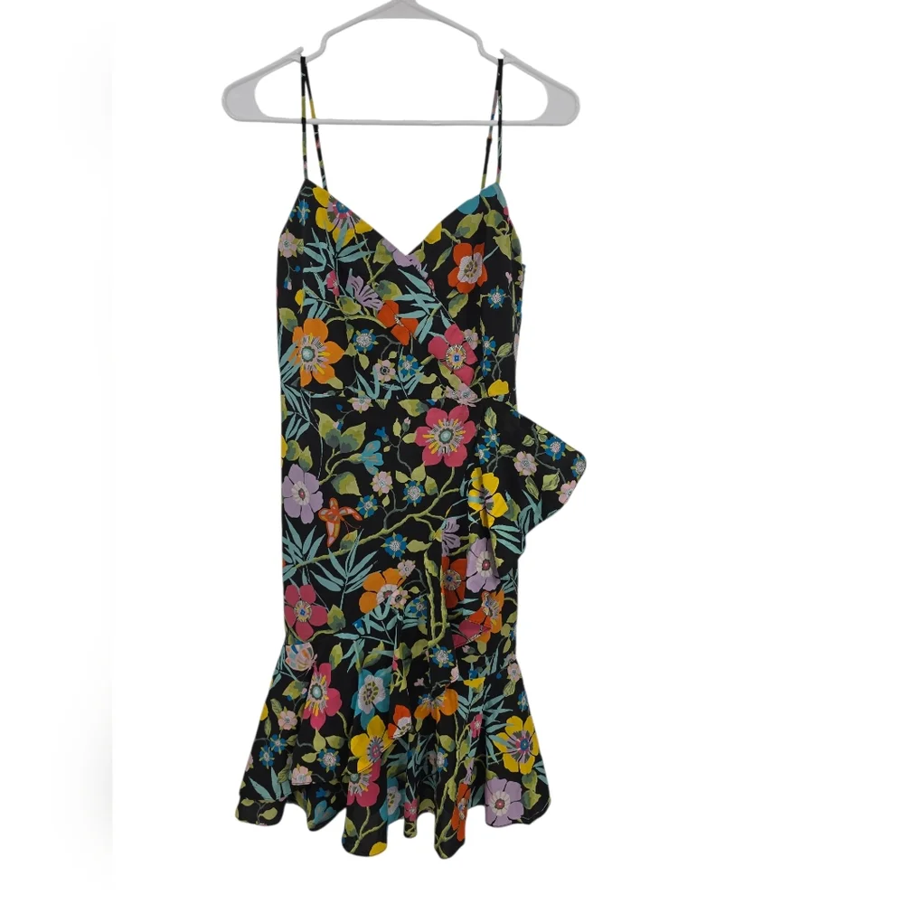 New J.Crew Ruffle dress in Liberty Pavilion black‎ floral 6